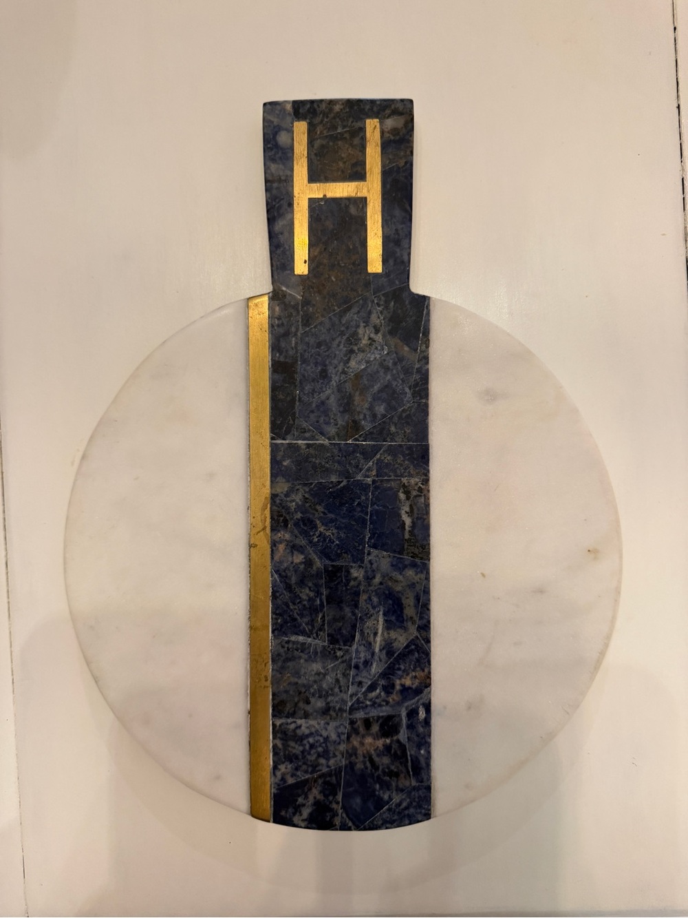 Anthropologie White Marble Serving Board H monogram